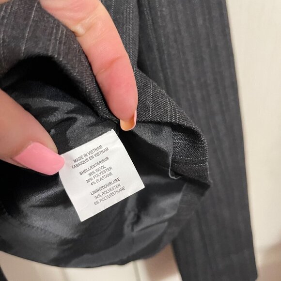 Theory Women's Gray Gabe B Striped Stretch Wool Blend Faux Pockets Blazer Size 4 - Picture 5 of 8